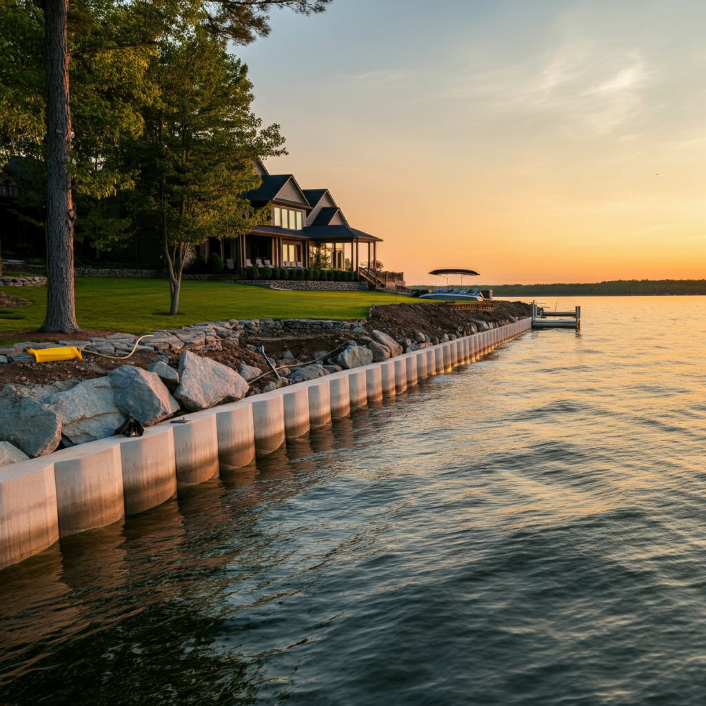 A professional seawall contractor project by LKA Dock Builder in Lake Anna at Lake Anna.