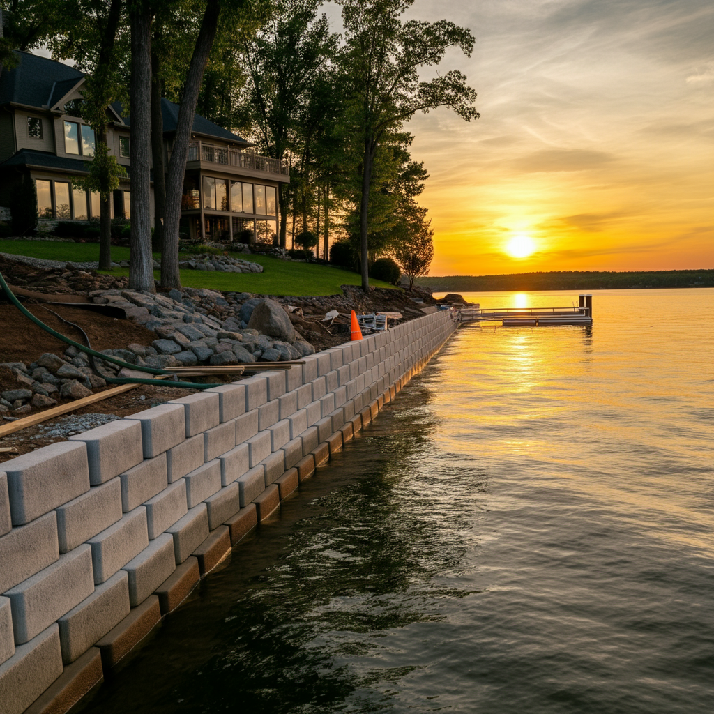 A professional seawall contractor project by LKA Dock Builder in Mineral at Lake Anna.