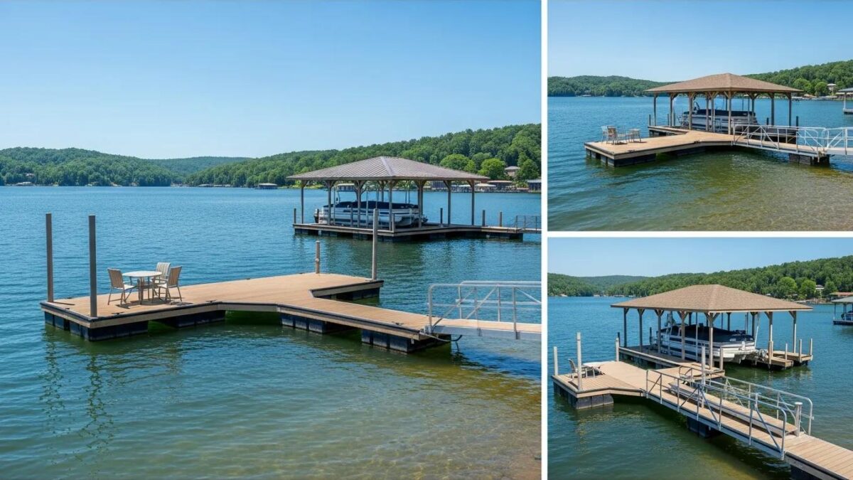 Beautiful waterfront view of various dock types at Lake Anna, Virginia, highlighting investment opportunities