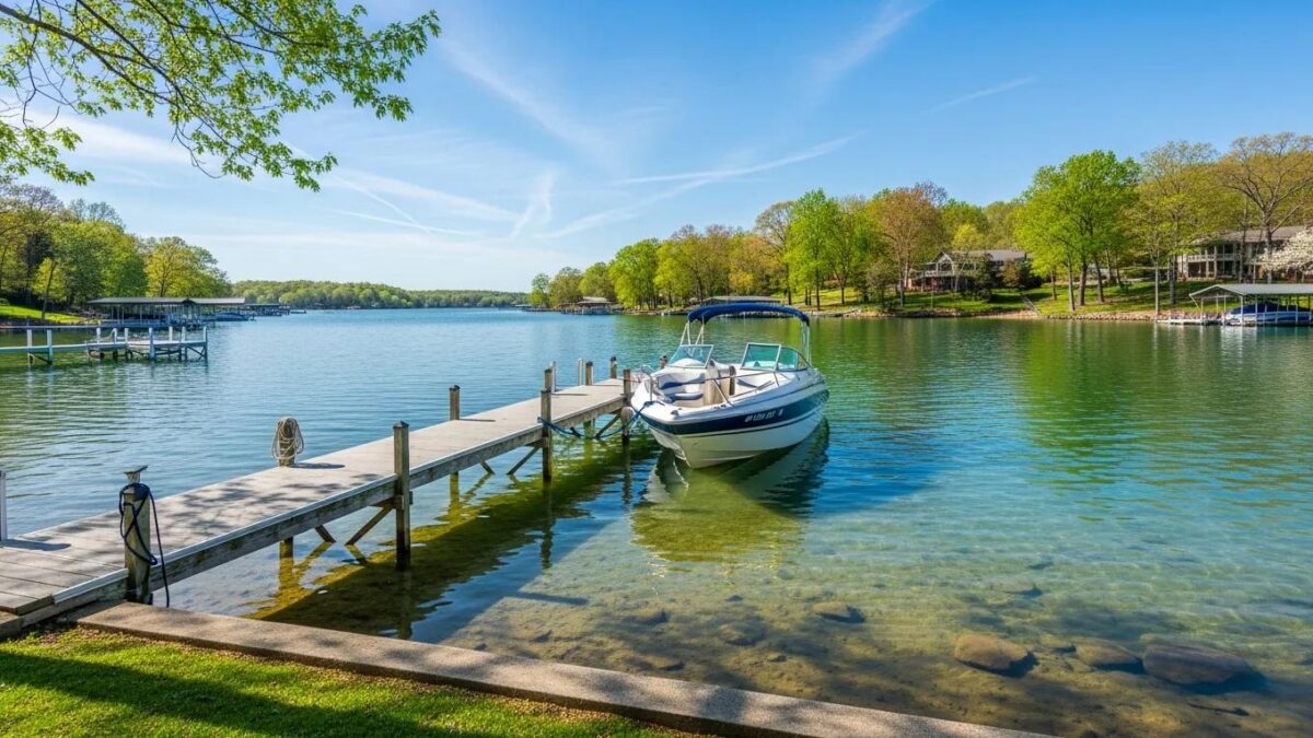 Scenic view of a well-maintained boat dock at Lake Anna, emphasizing the importance of regular maintenance for property owners