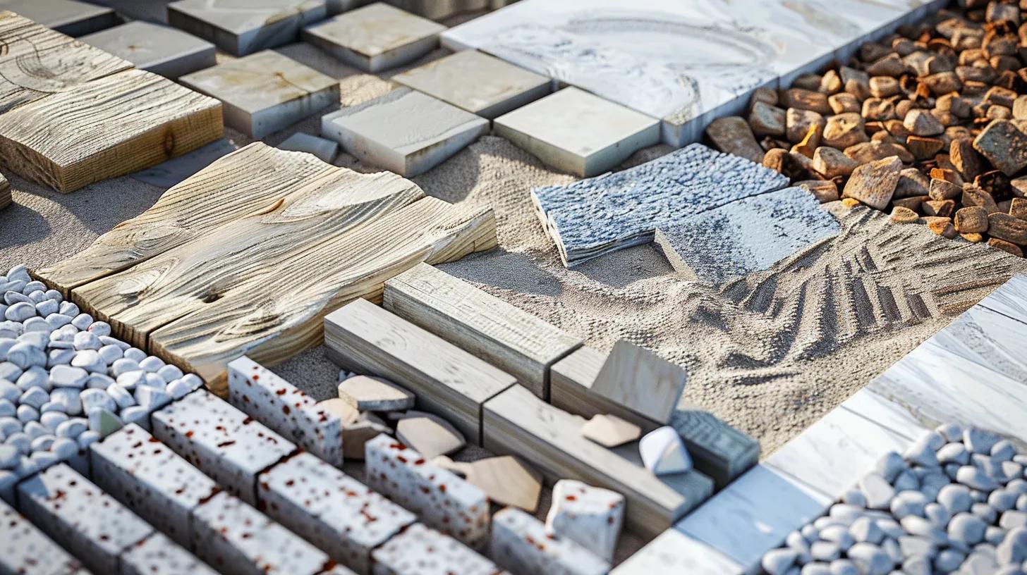 Variety of seawall materials including concrete, vinyl, and timber on a construction site