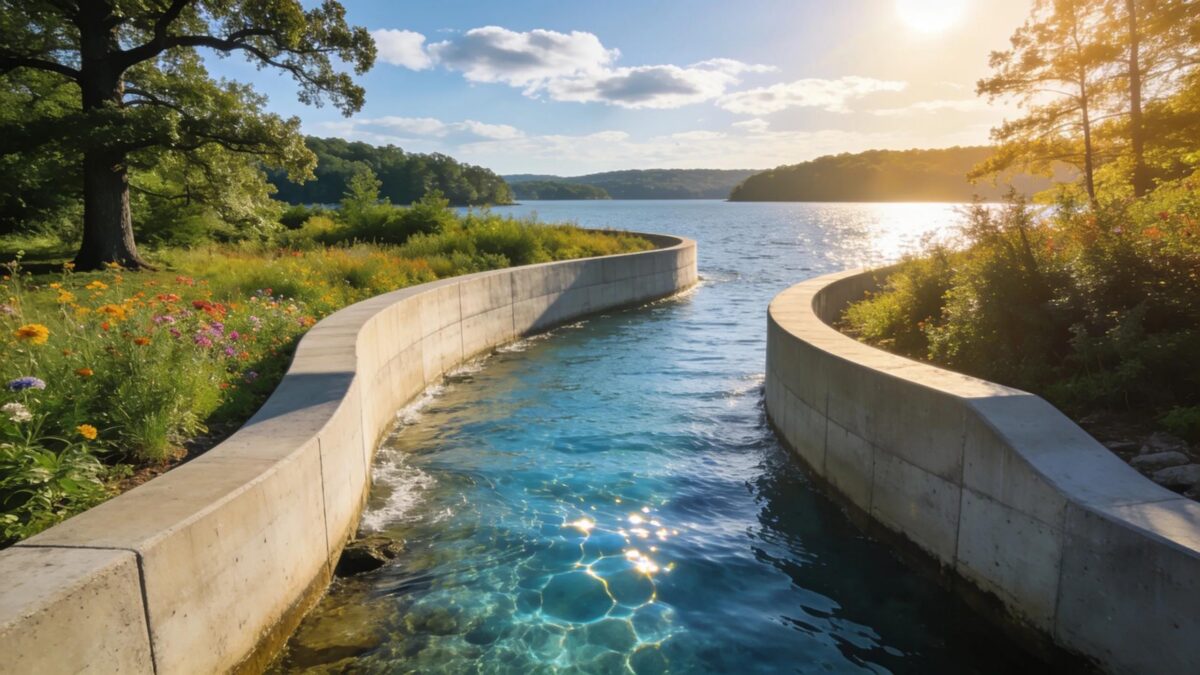 Lake Anna seawall construction showing natural waterfront protection against erosion