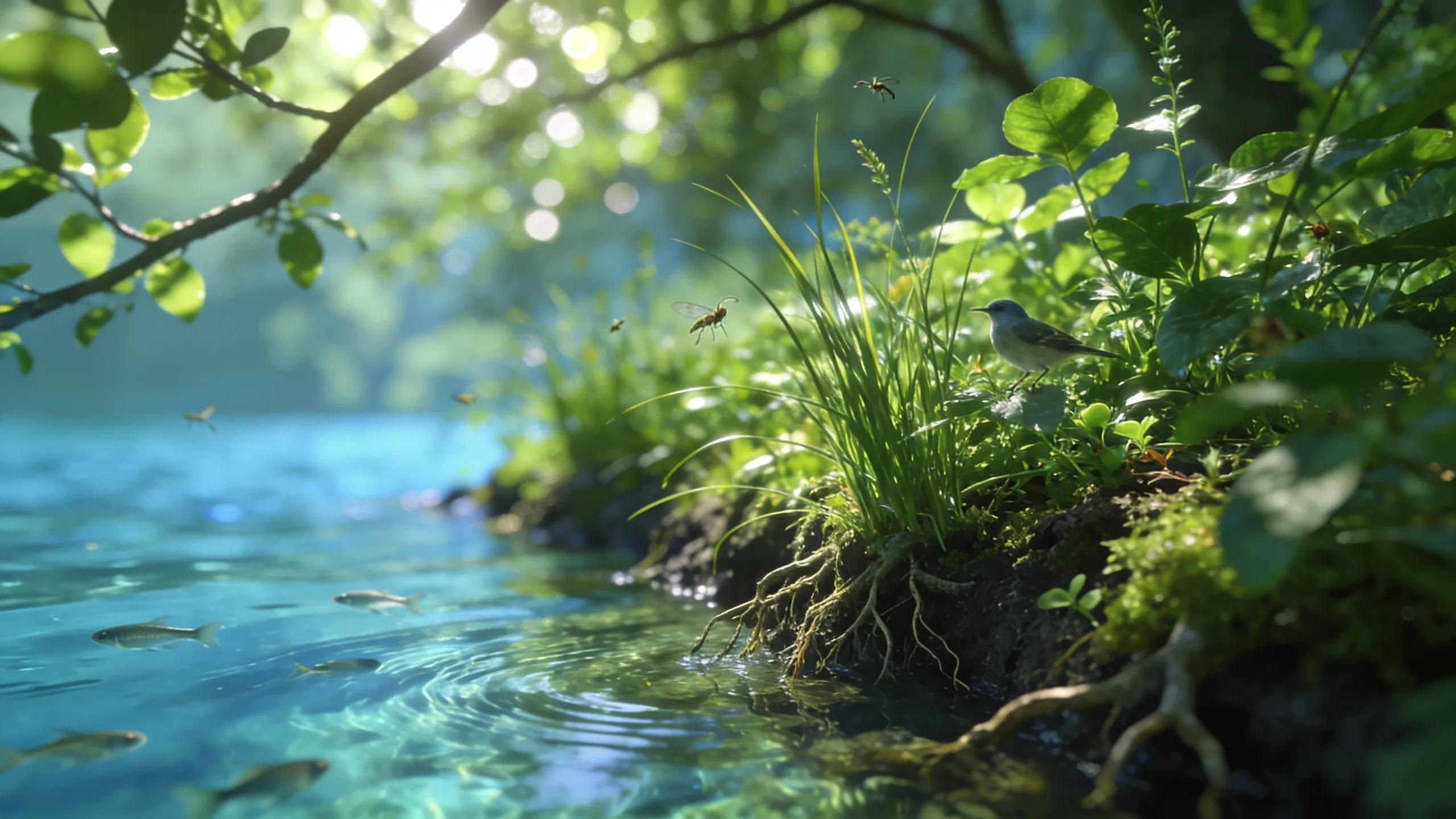 Living shorelines environment demonstrating natural barriers benefits for shoreline protection