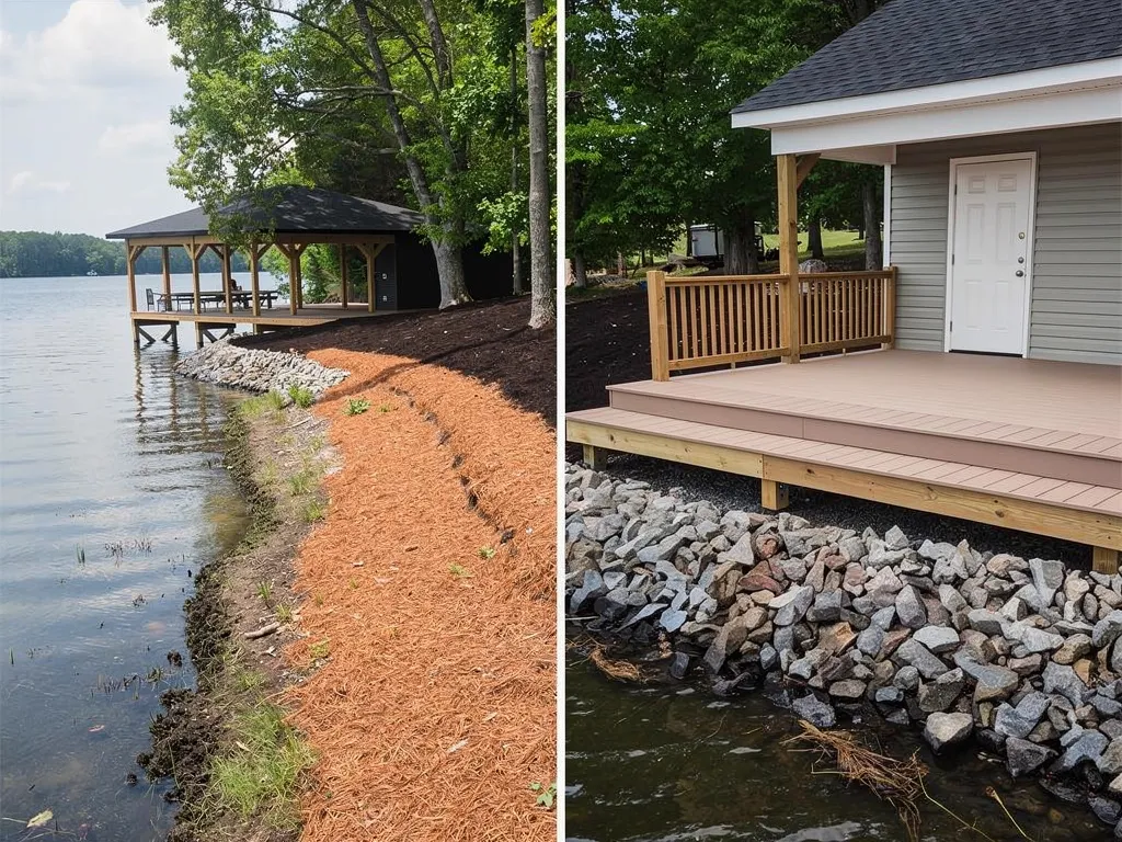 Lake Anna shoreline showing water level and sloped bank conditions