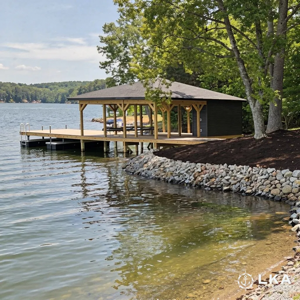 Custom dock and boathouse construction on Lake Anna