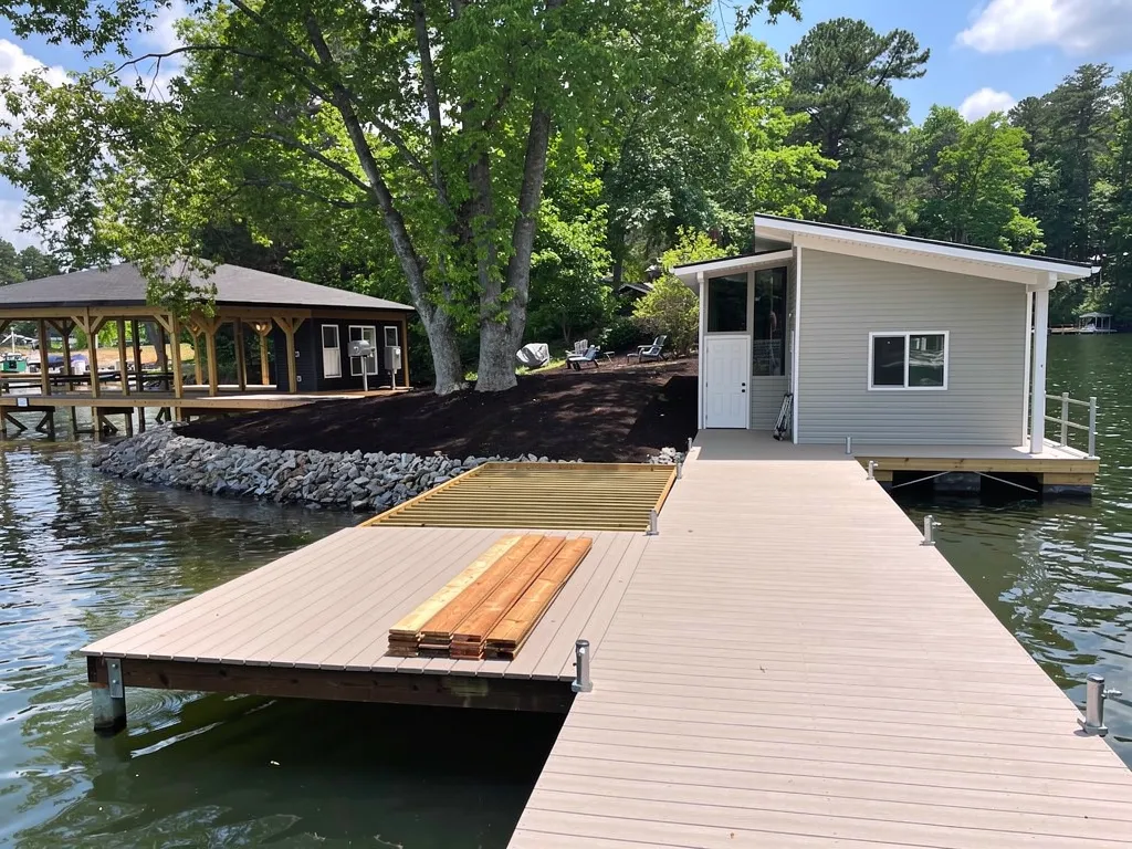 Weathered dock piling and decking showing repair versus replacement wear