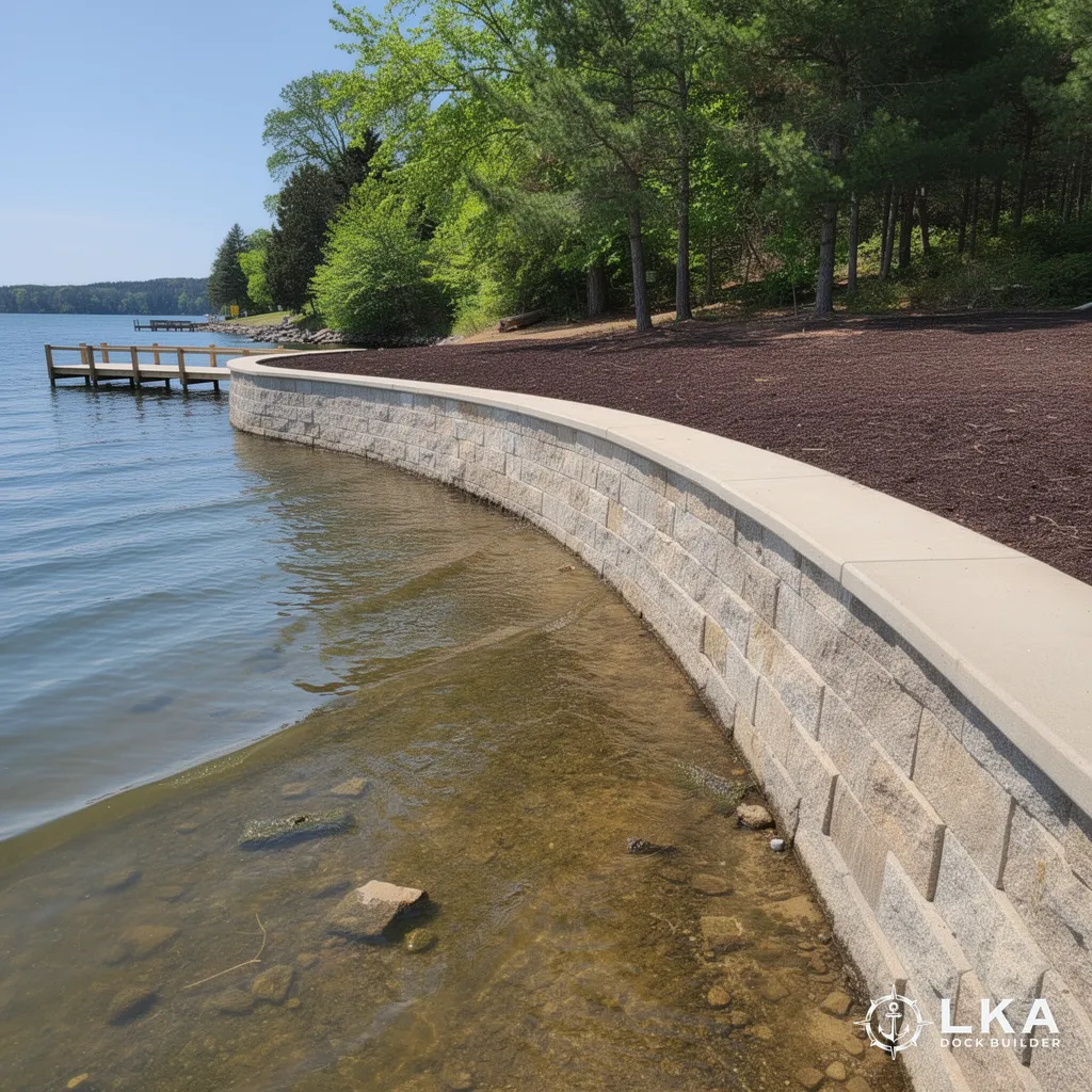 Durable seawall protecting a Lake Anna waterfront property