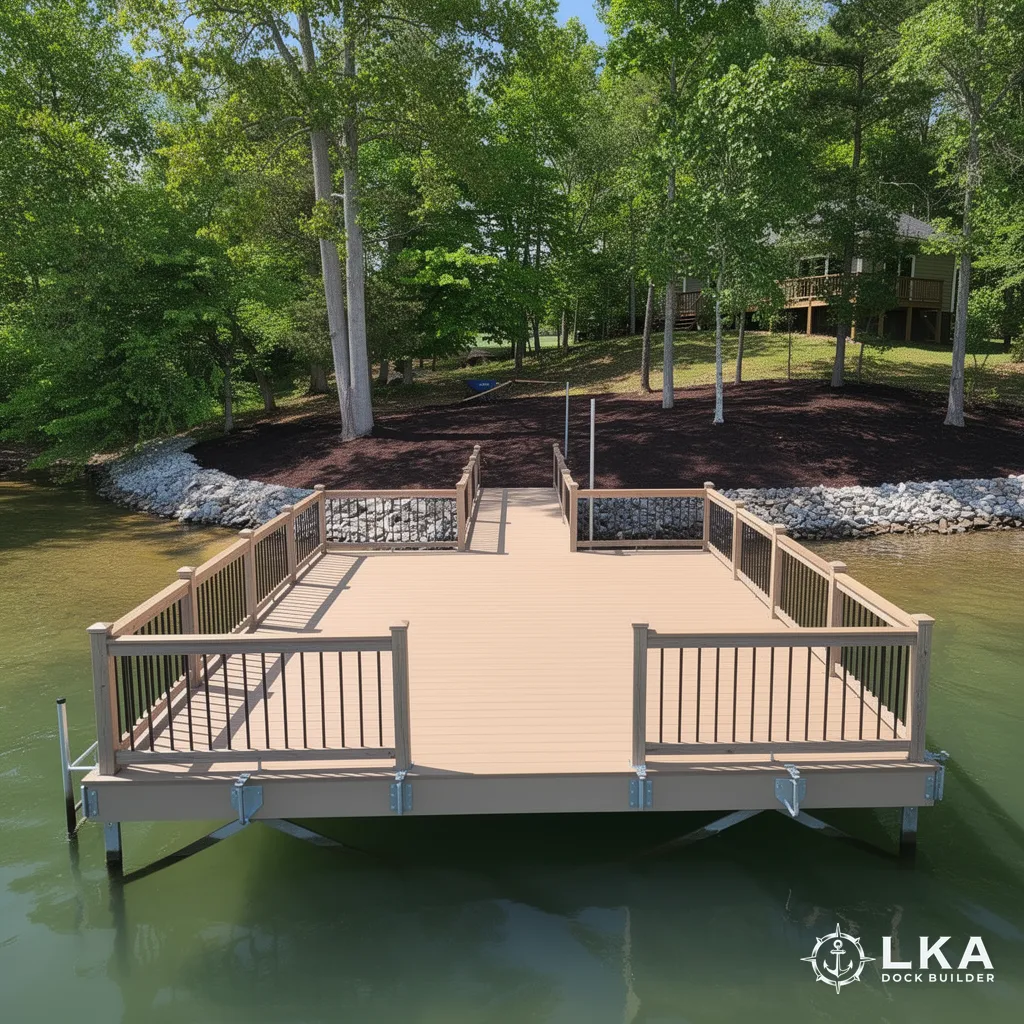 Newly restored dock on Lake Anna with upgraded decking and railings
