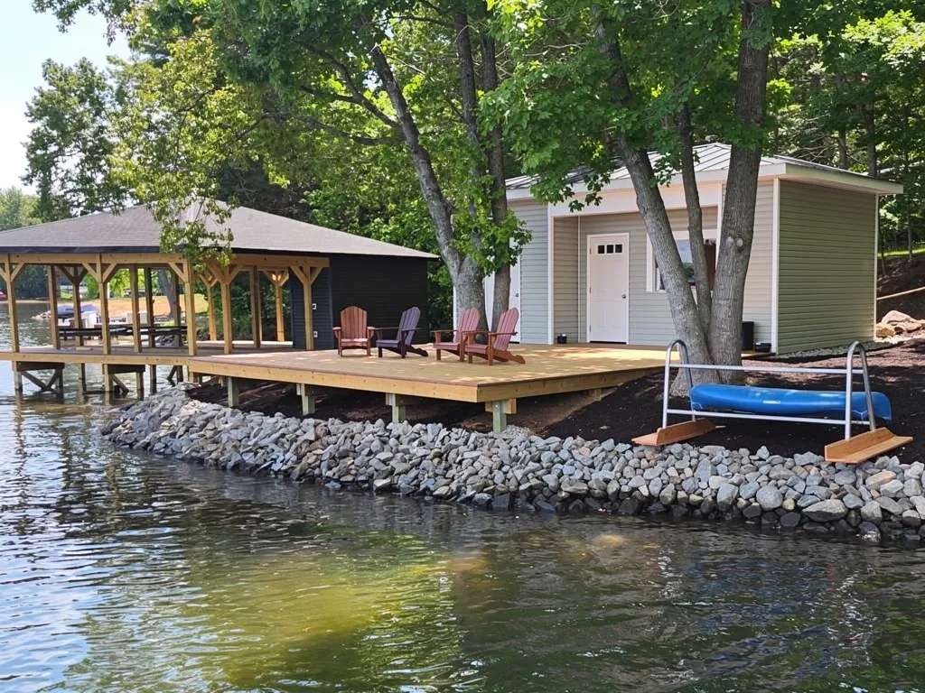 Single, double, and multi-slip boathouse design options with boat lifts