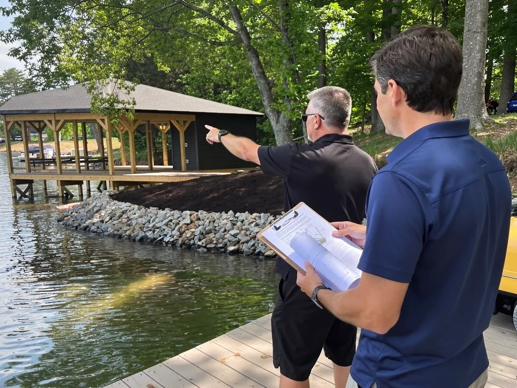 Lake Anna shoreline showing Dominion Energy permitting zone for dock construction
