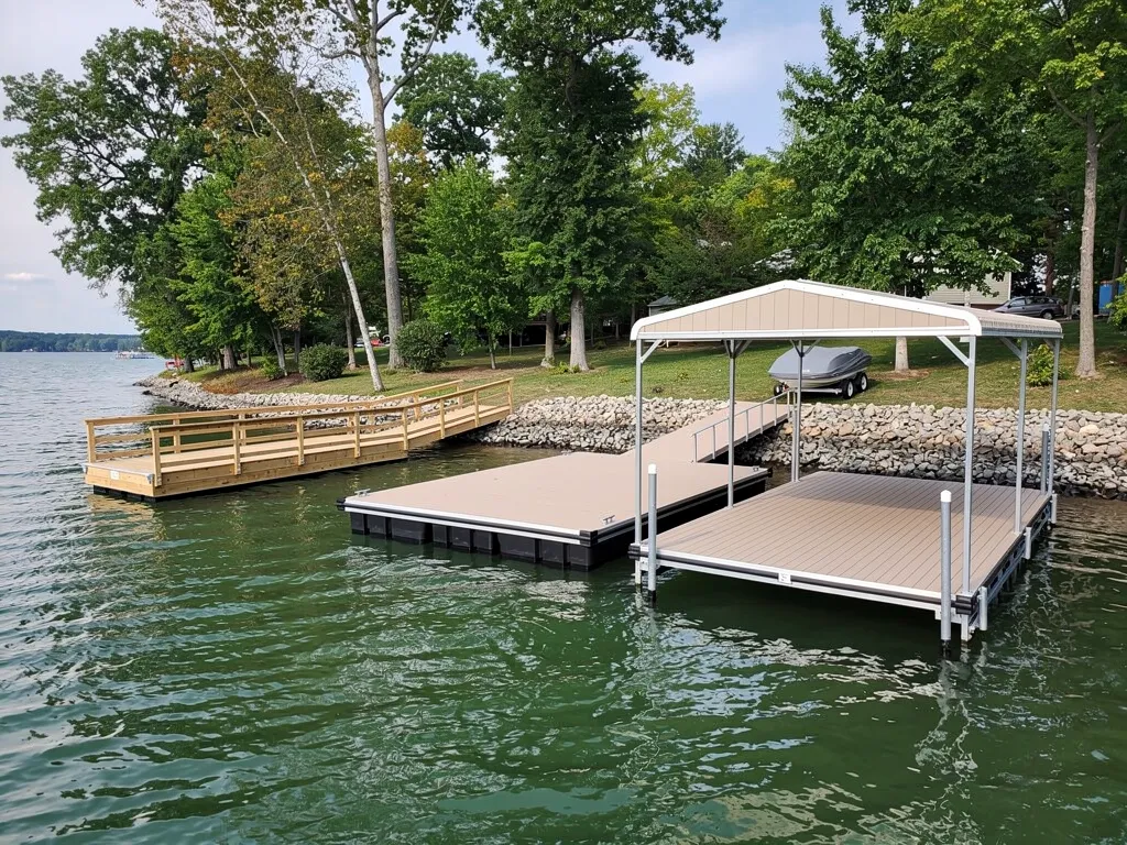 Treated lumber and composite decking materials used for dock building