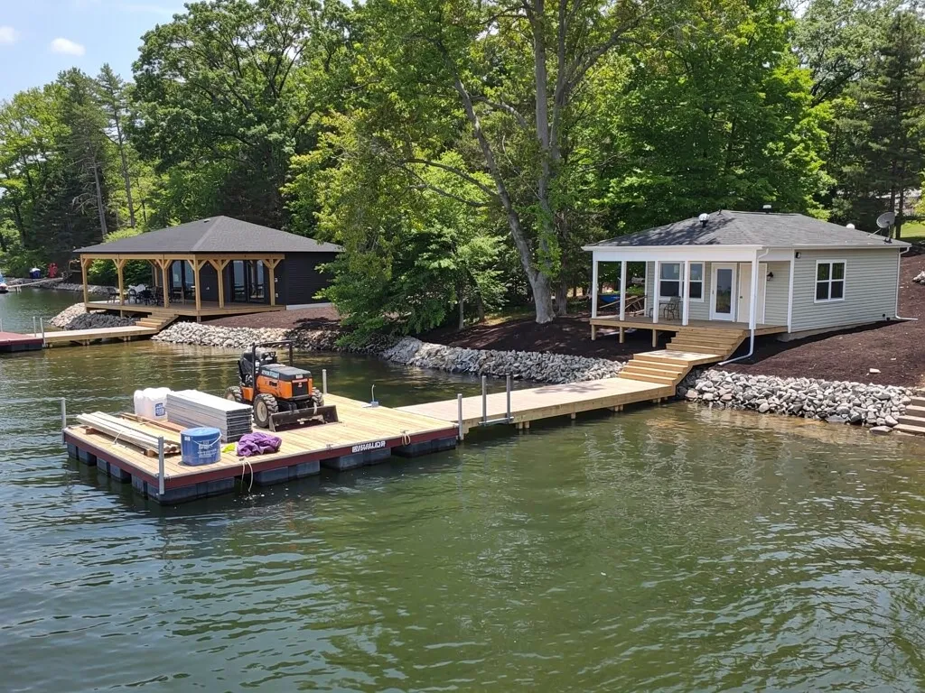 Completed custom dock on a hard-to-reach Bumpass cove at Lake Anna
