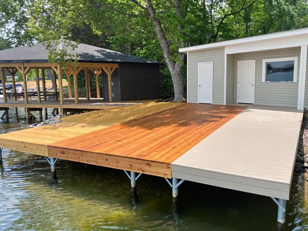 Homeowner reviewing decking material samples and a cost estimate