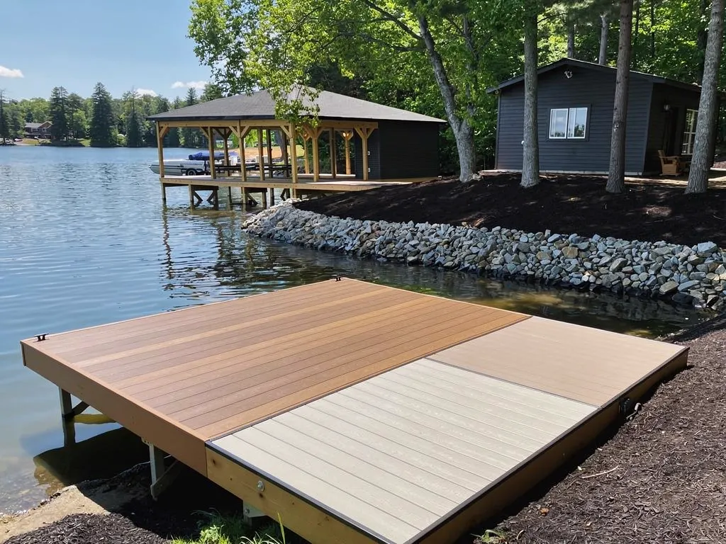 Close-up of Trex composite and AZEK PVC decking boards
