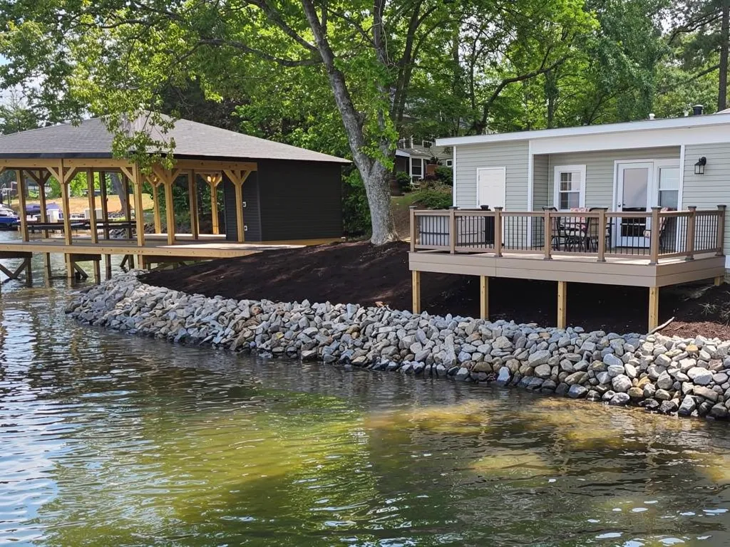 Shoreline deck permit documents beside a Lake Anna dock