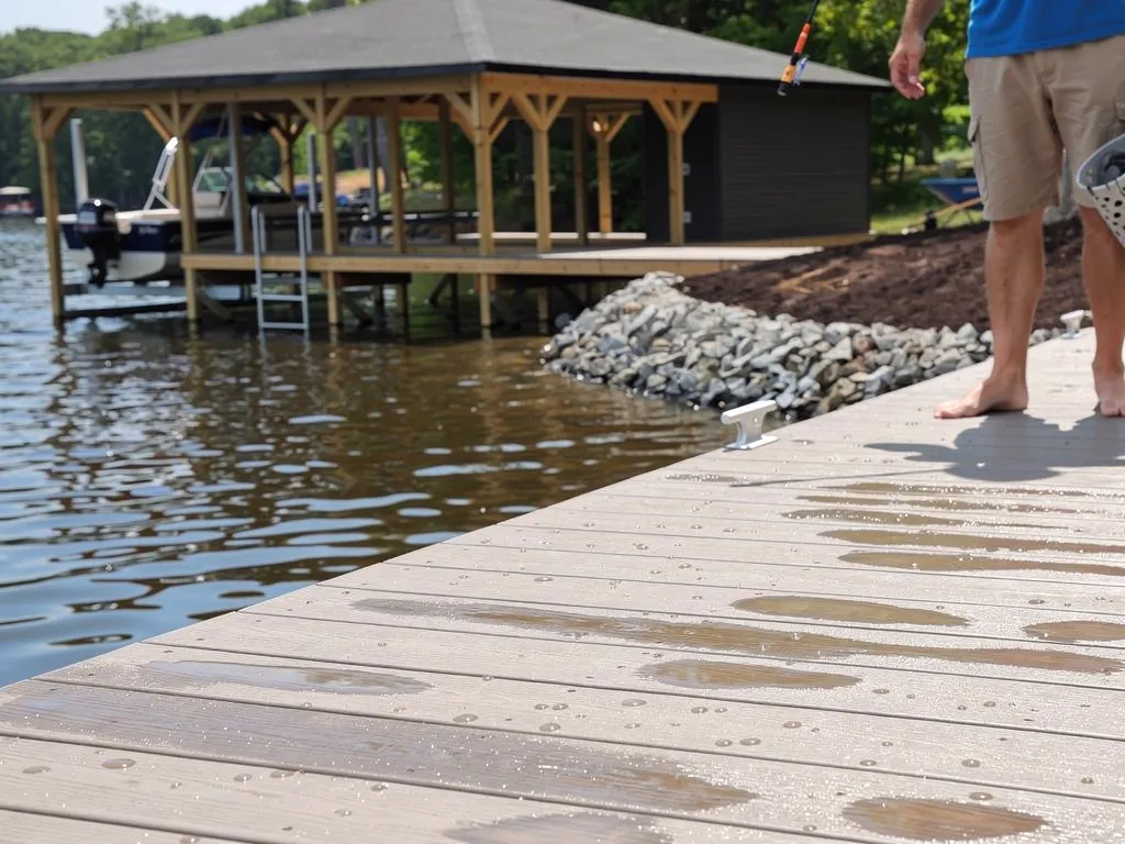 Textured composite dock boards designed to resist slipping when wet